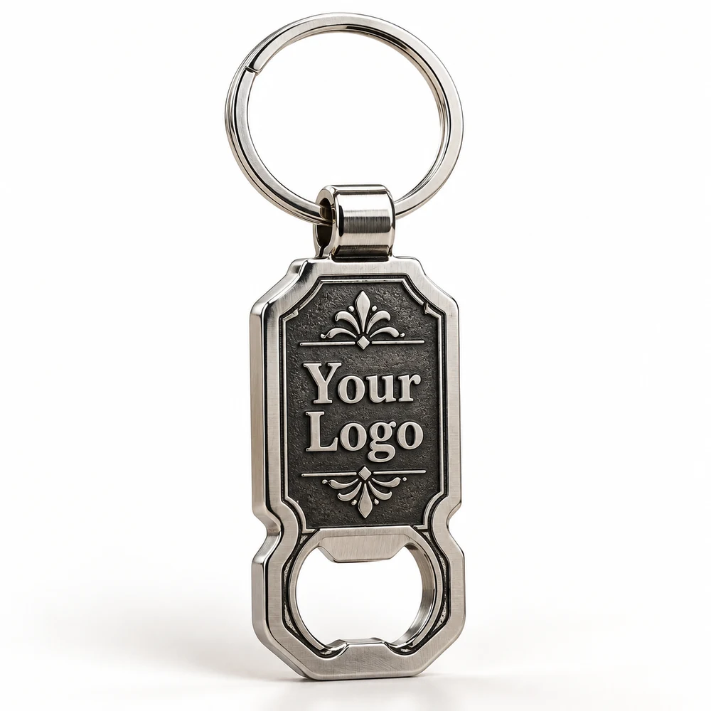 Silver Cut-Corner Plate Metal Keychain